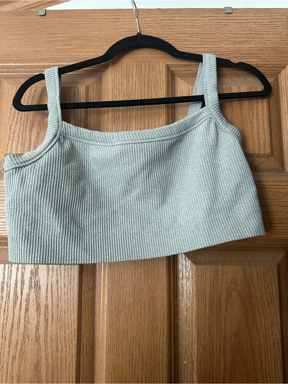 Ribbed Crop Tank Top in Light Grey- Women